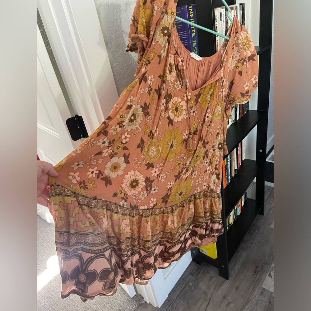 Spell & The Gypsy Buttercup mini dress w/ waist tie. Size XL